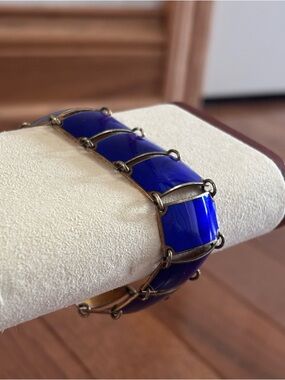 Vintage MCM Cobalt Blue Sectional Bracelet with Bronze Tone Hardware